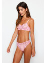 Trendyol Pink Lace Underwire Capless Knitted Lingerie Set