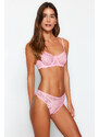 Trendyol Pink Lace Underwire Capless Knitted Lingerie Set