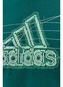 Bavlněné tričko adidas zelená barva, s potiskem, IN6262