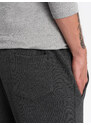 Ombre Clothing Pánské strukturované pletené tepláky CARROT - grafitový melír V1 OM-PASK-0143