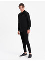 Ombre Men's structured knit polo collar sweatshirt - black