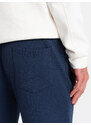 Ombre CARROT men's structured knit sweatpants - dark blue
