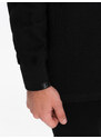 Ombre Clothing Pánská strukturovaná pletená mikina s límečkem - černá V8 OM-SSNZ-0149