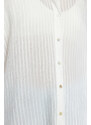 Trendyol Ecru Fabric Self-Striped Transparent Oversize Wide Fit Woven Shirt