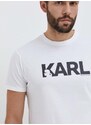 Bavlněné tričko Karl Lagerfeld bílá barva, s potiskem