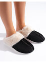 Women's fur slippers black Shelvt
