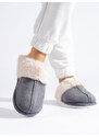 Women's grey fur slippers Shelvt