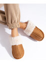 Women's fur slippers camel Shelvt