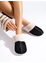 Women's fur slippers black Shelvt