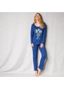 Blancheporte Pyžamo s motivem rozet, dlouhé rukávy a kalhoty tmavě modrá 42/44