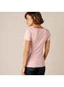Blancheporte Jednobarevné tričko s krátkými rukávy, bio bavlna růžová pudrová 42/44
