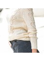 Blancheporte Ažurový pulovr s nabíranými rukávy režná 54
