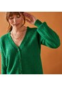 Blancheporte Volný svetr na knoflíky, mohérový na dotek zelená 50