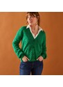 Blancheporte Volný svetr na knoflíky, mohérový na dotek zelená 50