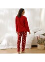 Blancheporte Pyžamo s kalhotami z mikrofleecu s potiskem obláčků bordó 34/36
