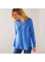 Blancheporte Rozšířený pulovr, hladký pletený vzor levandulová 50