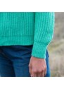 Blancheporte Volný pulovr s výstřihem do "V" mohérový na dotek smaragdová 58