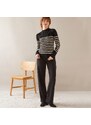 Blancheporte Pruhovaný pulovr se stojáčkem černá/režná 34/36