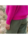 Blancheporte Volný pulovr s výstřihem do "V" mohérový na dotek fuchsie 58