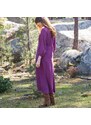 Blancheporte Jednobarevné šaty se 3/4 rukávy purpurová 52