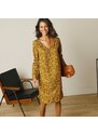 Blancheporte Rovné šaty s potiskem minimalistického vzoru šafránová 52