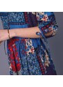 Blancheporte Dlouhé šaty v patchwork designu modrá/červená 58