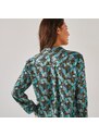 Blancheporte Košilová halenka s minimalistickým vzorem z recyklovaného polyesteru černá/zelená 42