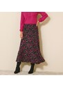 Blancheporte Krepová midi sukně s potiskem černá/purpurová 52