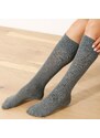 Blancheporte Sada 2 párů vysokých ponožek s copánkovým vzorem béžová+antracitová 35-38