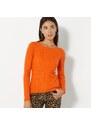 Blancheporte Žebrovaný pulovr s kulatým výstřihem mangová 50