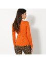 Blancheporte Žebrovaný pulovr s kulatým výstřihem mangová 50