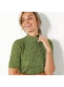 Blancheporte Žebrovaný pulovr s krátkými rukávy olivová 34/36