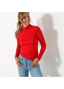 Blancheporte Žebrovaný pulovr se stojáčkem červená 52