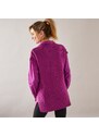 Blancheporte Tunikový pulovr s copánkvým vzorem a krátkými rukávy purpurová 34/36