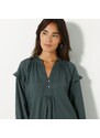 Blancheporte Jednobarevné rovné šaty z recyklovaného polyesteru (1) khaki 42