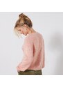 Blancheporte Volný pulovr s výstřihem do "V" mohérový na dotek růžová 42/44