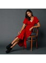 Blancheporte Dlouhé šaty s nařasením červená 46