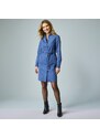 Blancheporte Košilové safari šaty s patentovou légou modrá džínová 38