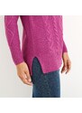 Blancheporte Tunikový pulovr s copánkovým vzorem a dlouhými rukávy purpurová 34/36