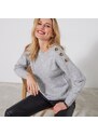 Blancheporte Jednobarevný pulovr z recyklovaného polyesteru (1) šedý melír 38/40