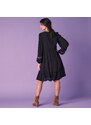 Blancheporte Jednobarevné šaty s výšivkou, folkový styl černá 40
