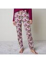 Blancheporte Pyžamové kalhoty s celopotiskem květin bordó/růžová 42/44