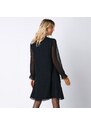 Blancheporte Jednobarevné šaty s ozdobnými sklady černá 38