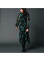 Blancheporte Dlouhé volánové šaty s potiskem černá/zelená 50