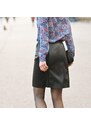 Blancheporte Rozšířená propínací sukně v koženém a semišovém vzhledu černá 50