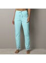 Blancheporte Pyžamové dlouhé kalhoty s květinovým potiskem na koncích nohavic bledě modrá 50