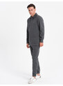 Ombre Clothing Pánská tepláková souprava mikina s polo límcem + kalhoty - grafitový melír V1 Z71