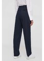 Kalhoty Tommy Hilfiger dámské, tmavomodrá barva, střih chinos, high waist
