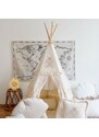 Moi Mili Béžový bavlněný teepee stan s podložkou Boho 170 x 130 cm