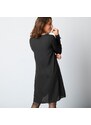 Blancheporte Rovné šaty s dlouhými rukávy s výšivkou černá 54